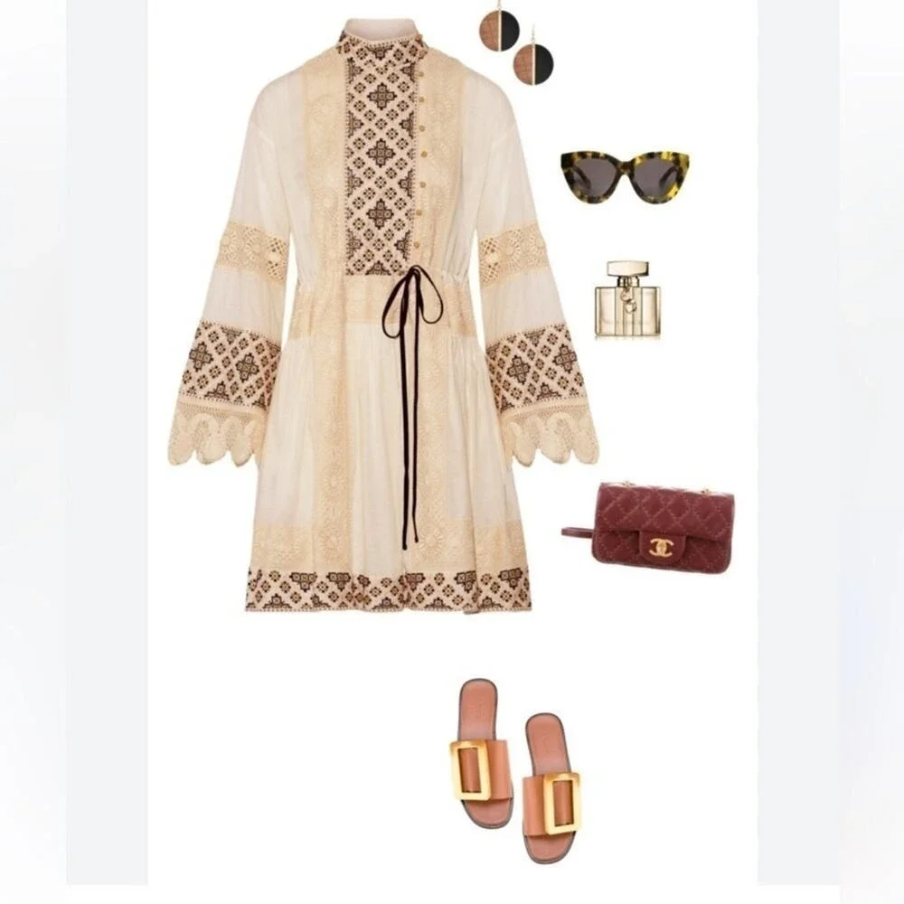 Tory Burch Carlotta Lace Trimmed Embroidered Cotton Voile Mini Dress Prairie 8